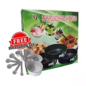Round Shape Cake Mould 3 pcs (Free Measuring Set)